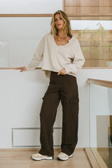 Exposed Seam Sweatshirt in Natural