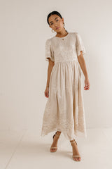 Alora Embroidered Dress in Champagne