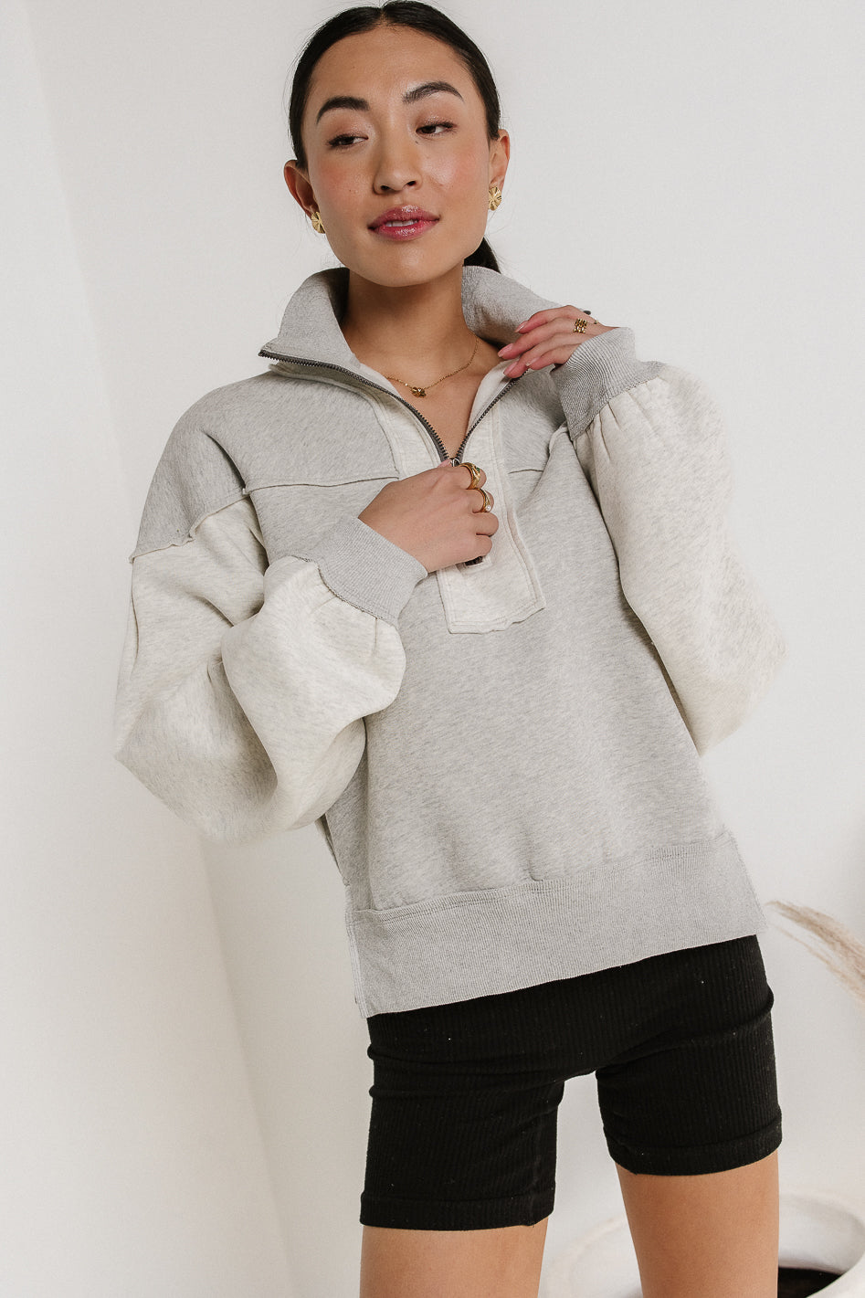 Zeya Half Zip Sweatshirt in Grey