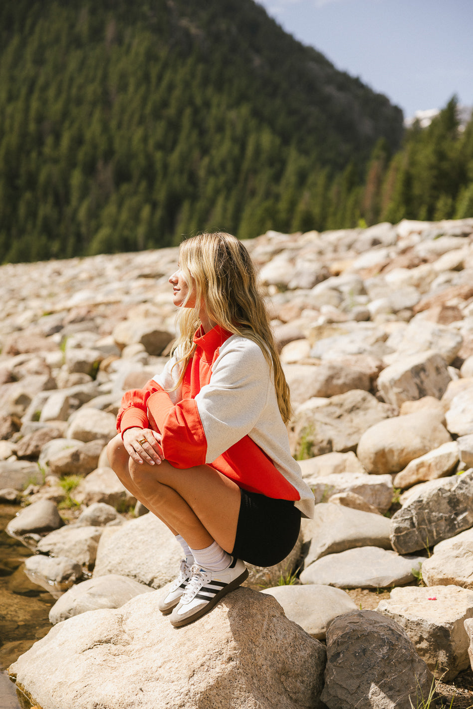 Drew Colorblock Sweatshirt in Orange