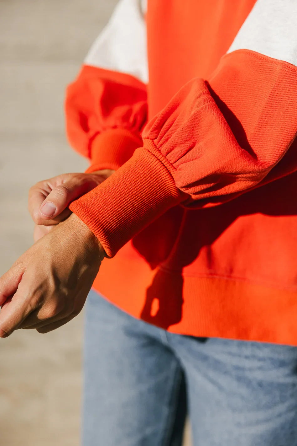 Drew Colorblock Sweatshirt in Orange