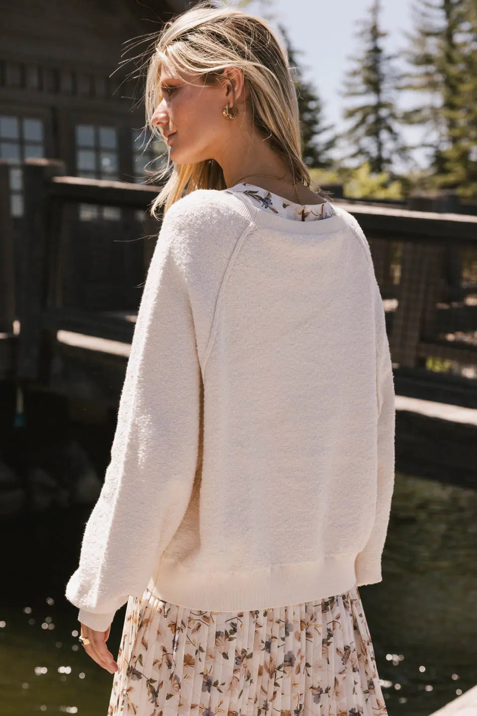 Annaleah Textured Sweatshirt in Cream