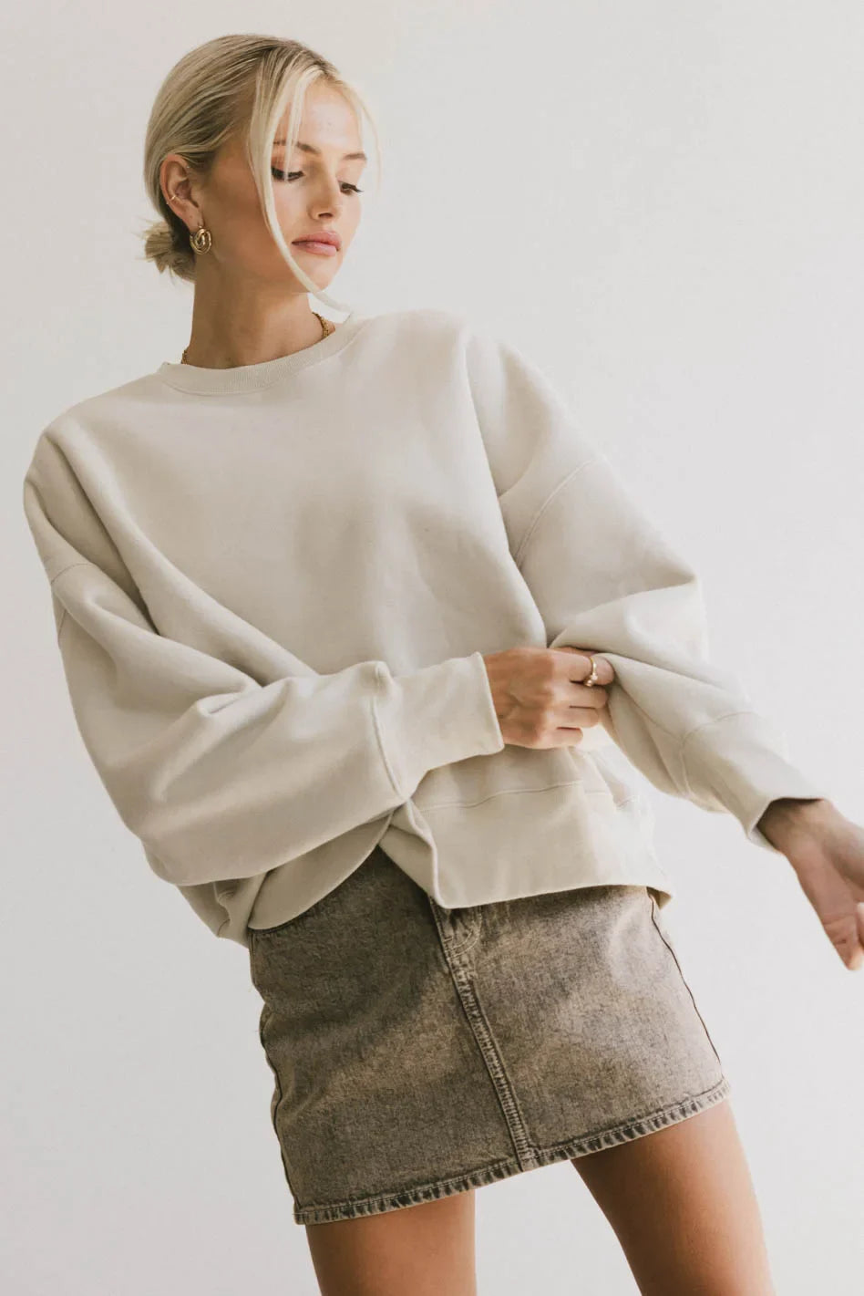 Reversible Sherpa Sweatshirt in Cream