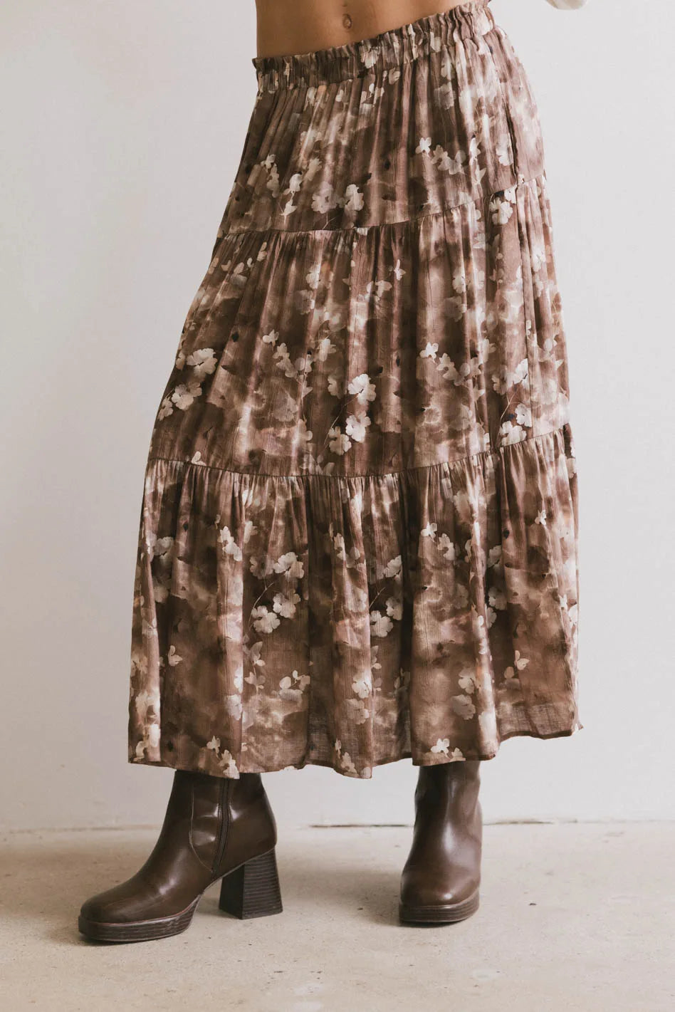 Maxine Floral Skirt in Brown