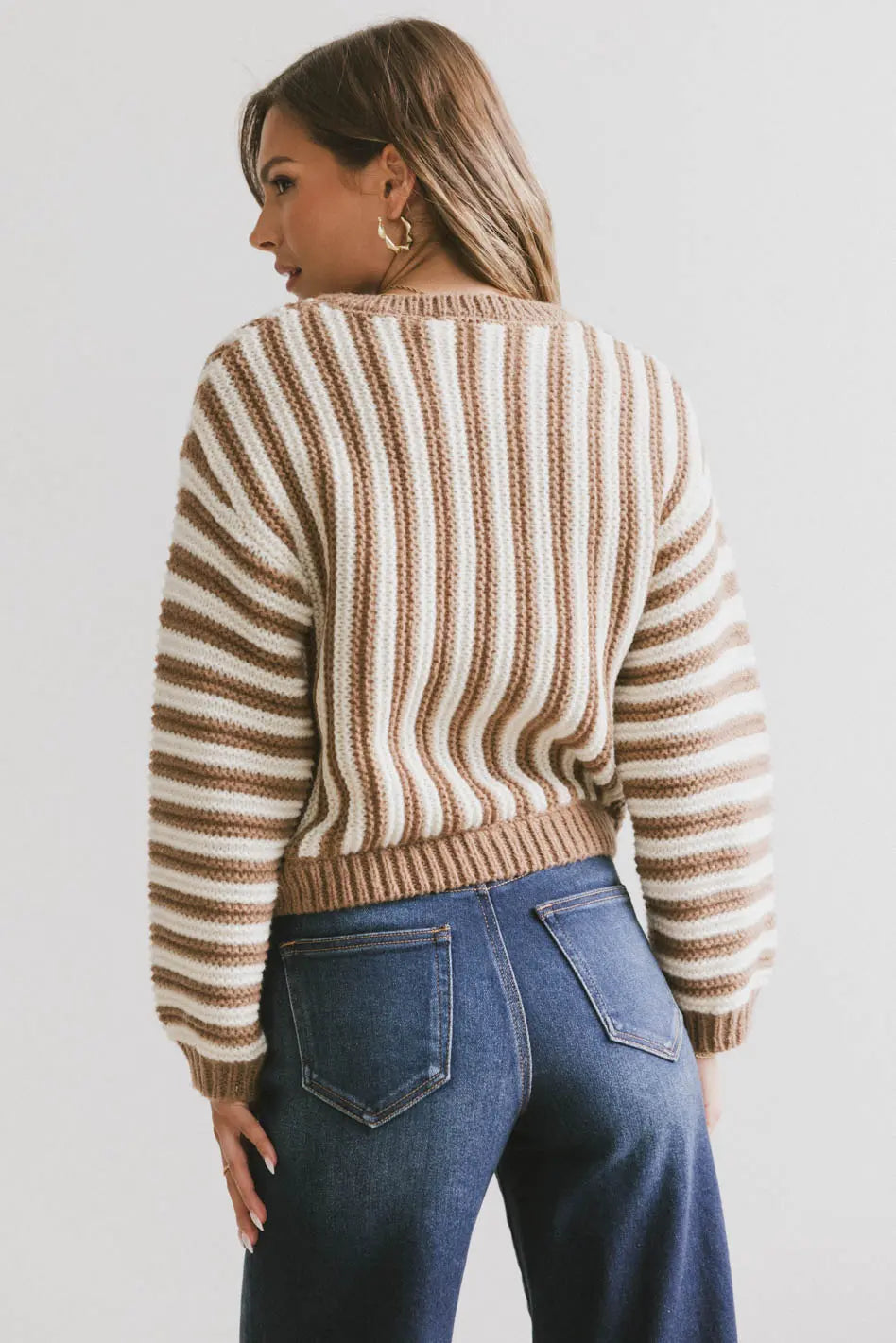 Baila Striped Sweater in Mocha