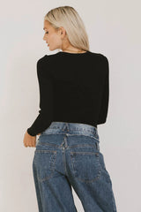 Audrey Ribbed Top in Black