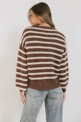 Azuline Striped Sweater in Brown