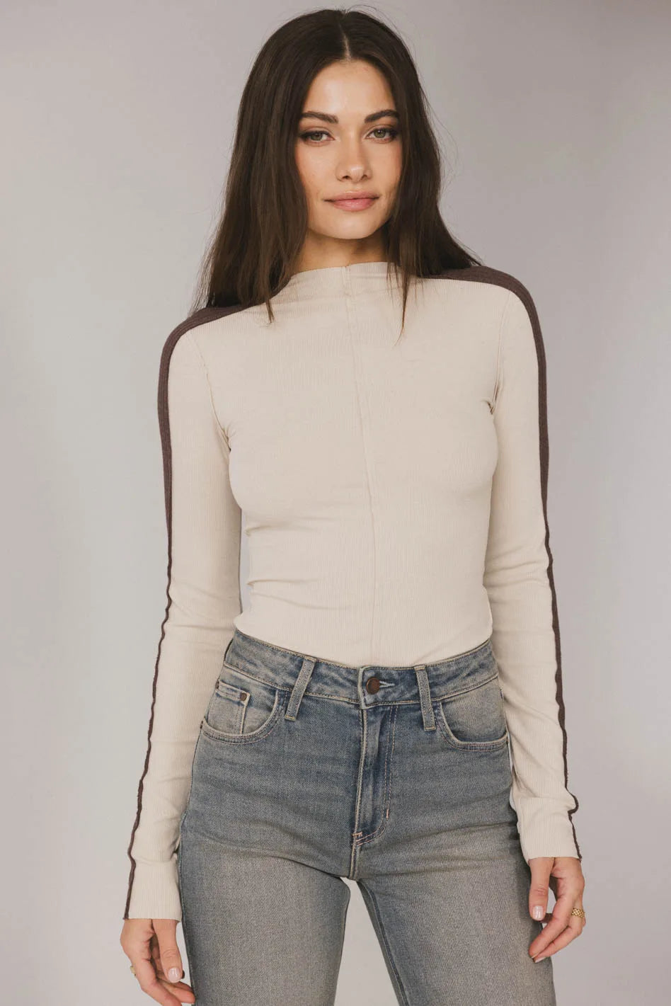 Cleo Ribbed Top in Bone