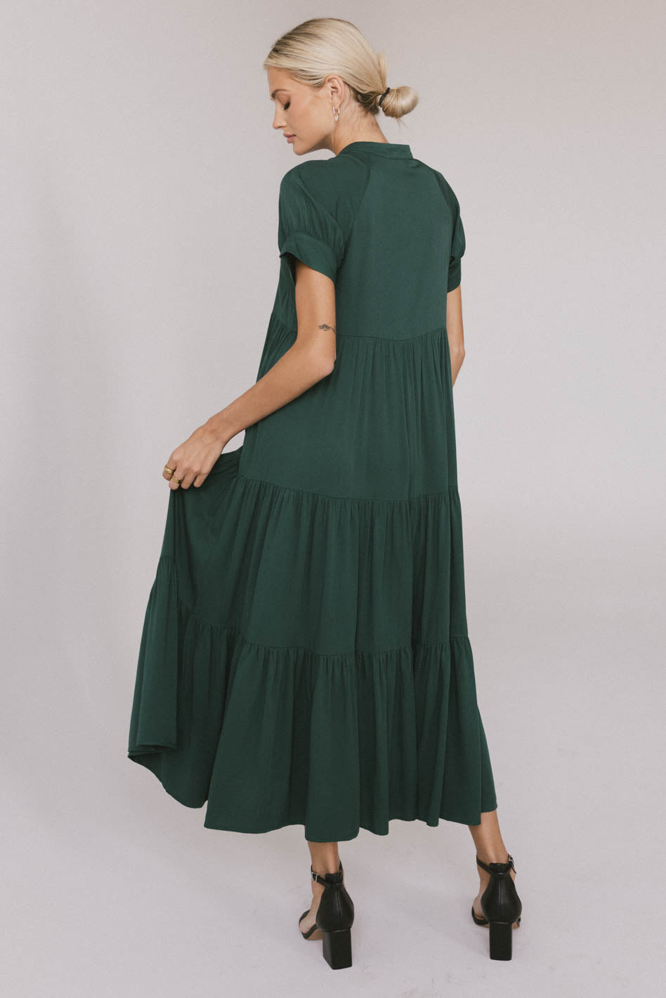 Amanda Tiered Dress in Emerald