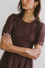 Alora Embroidered Dress in Maroon