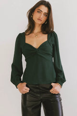 Maeve Twist Front Blouse in Emerald