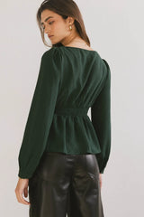 Maeve Twist Front Blouse in Emerald