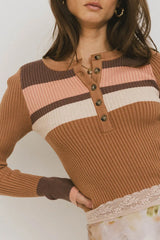 Grethena Ribbed Top in Camel