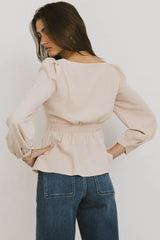 Maeve Twist Front Blouse in Beige