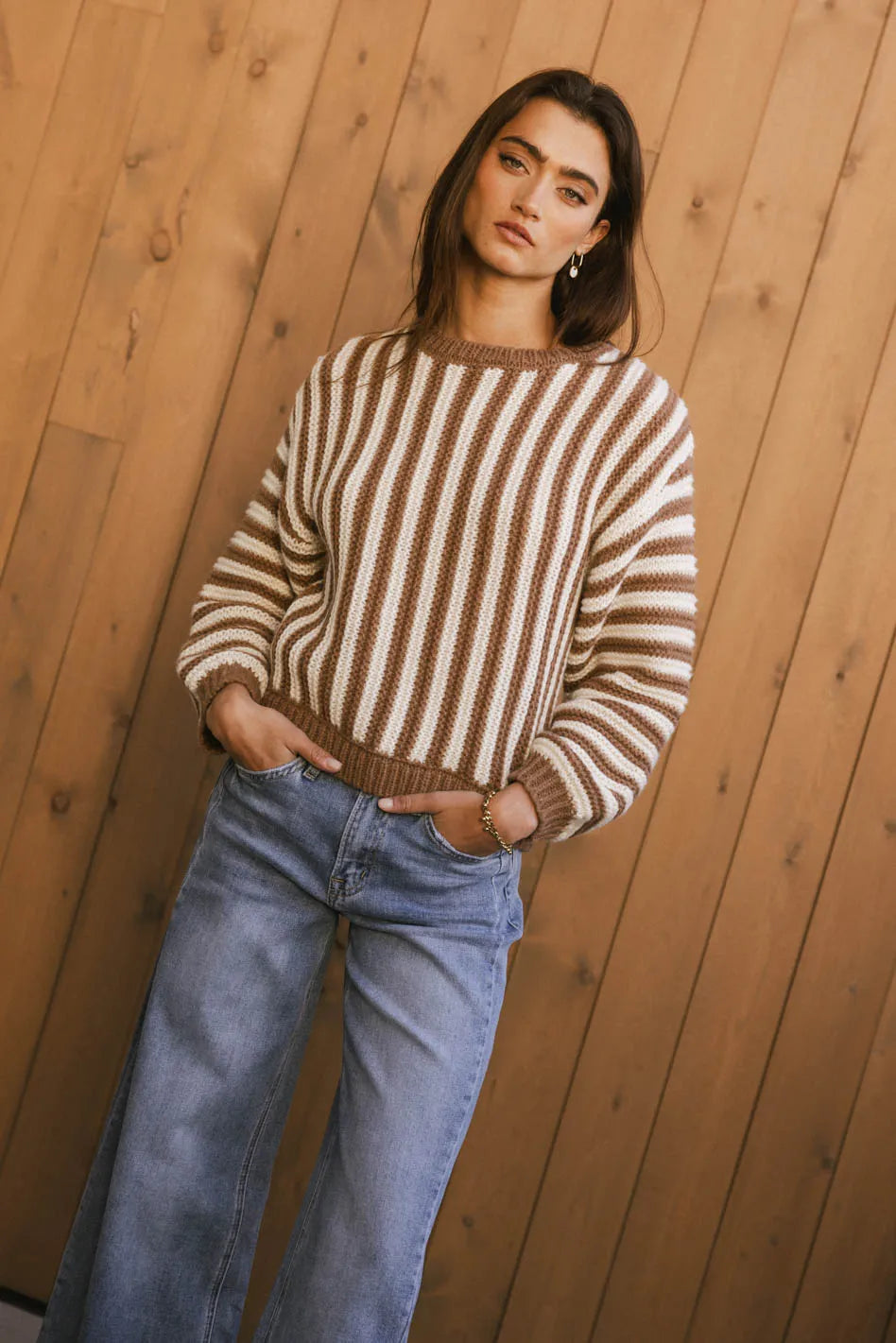 Baila Striped Sweater in Mocha