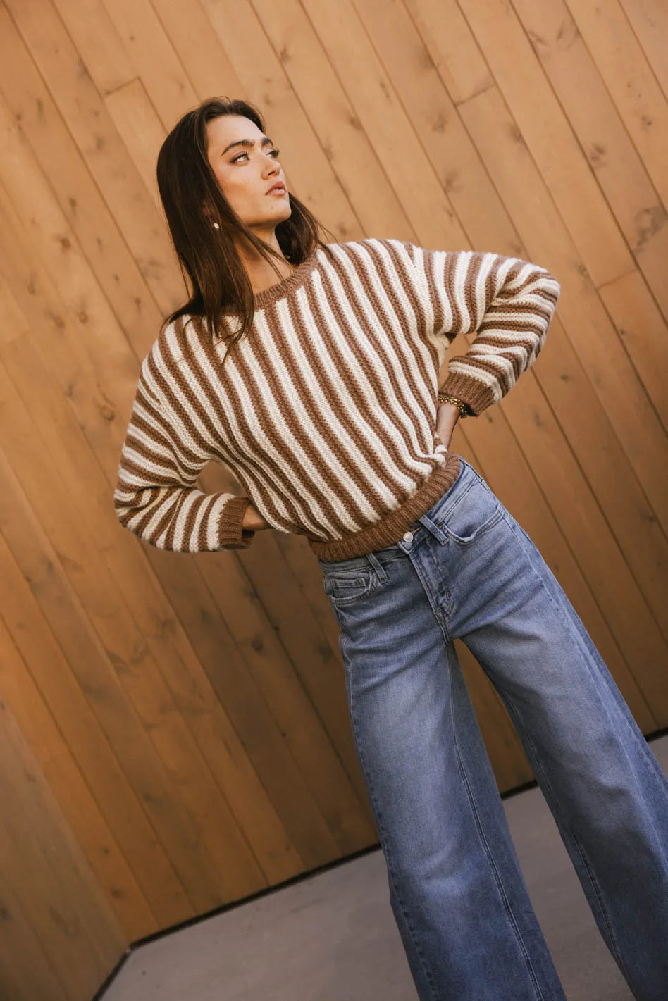 Baila Striped Sweater in Mocha