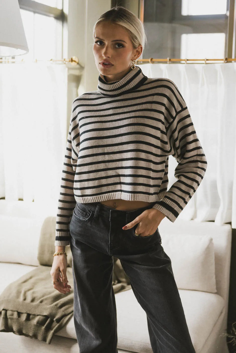 Miya Striped Turtleneck Sweater