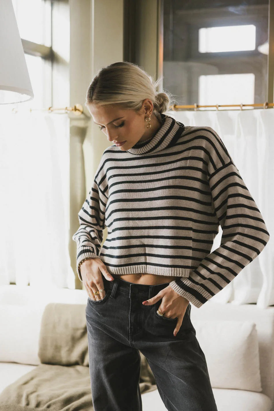 Miya Striped Turtleneck Sweater