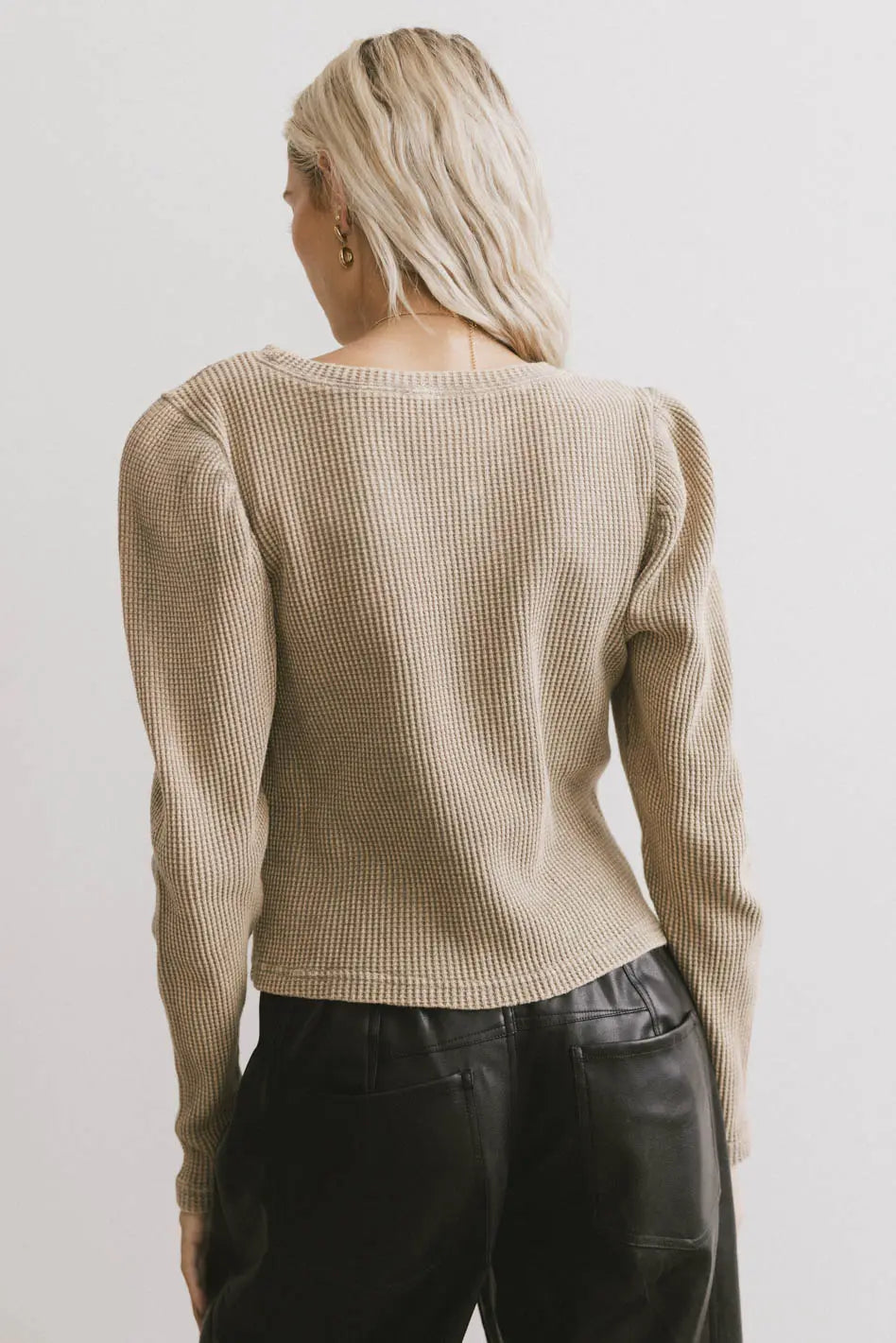 Kelcey Waffle Knit Top in Olive