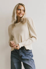 Kelcey Waffle Knit Top in Cream