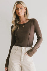 Brown Sailor Ribbed Top