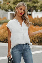 White Satin Button Down Top