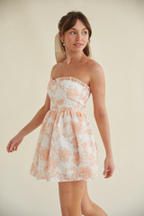 Kaylie Strapless Floral Eyelet Lace Mini Dress