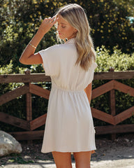 Beige Adelyn Button Down Shirt Dress