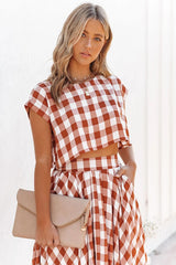 Athina Cotton Blend Gingham Crop Top - Rust