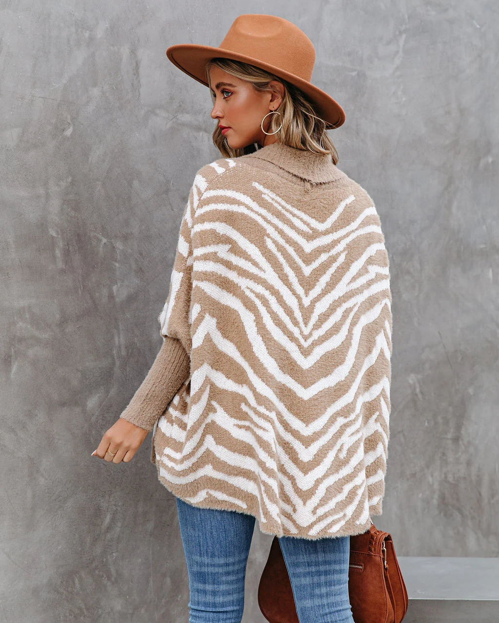 Zebra Print Open Front Cardigan