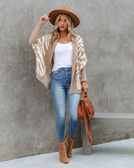 Zebra Print Open Front Cardigan