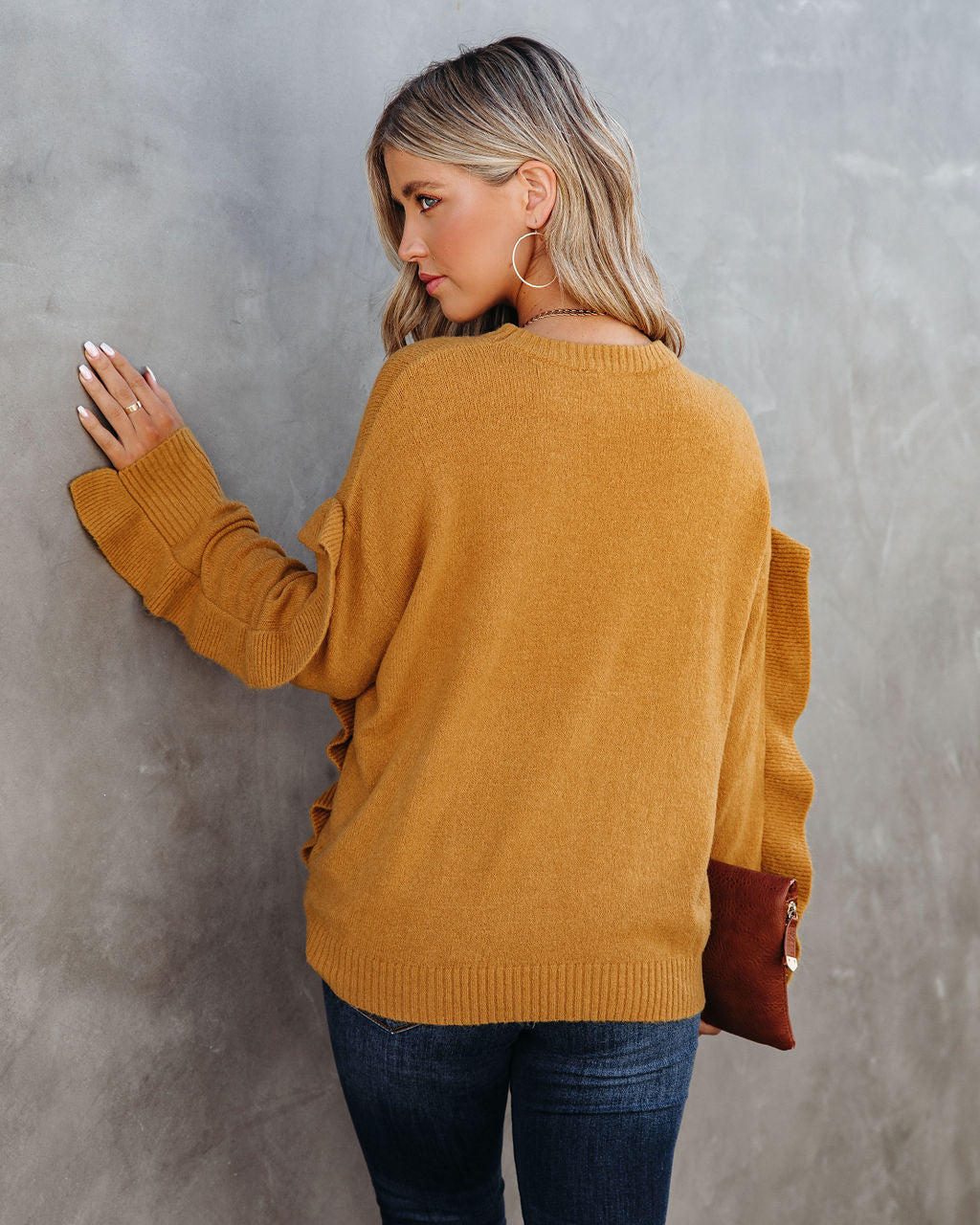 Charleston Ruffle Knit Sweater - Mustard - FINAL SALE