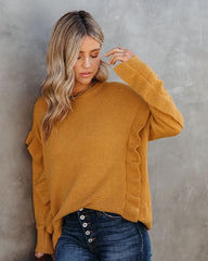 Charleston Ruffle Knit Sweater - Mustard - FINAL SALE