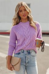 Light Purple Cable Knit Sweater