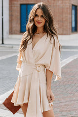 Trending Ruffle Wrap Romper - Light Beige