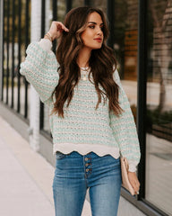 Mint Green Crochet Knit Sweater