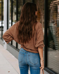 Brown Drop Shoulder Knit Sweater