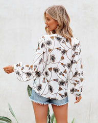 Entrancing Printed Satin Blouse