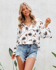 Entrancing Printed Satin Blouse