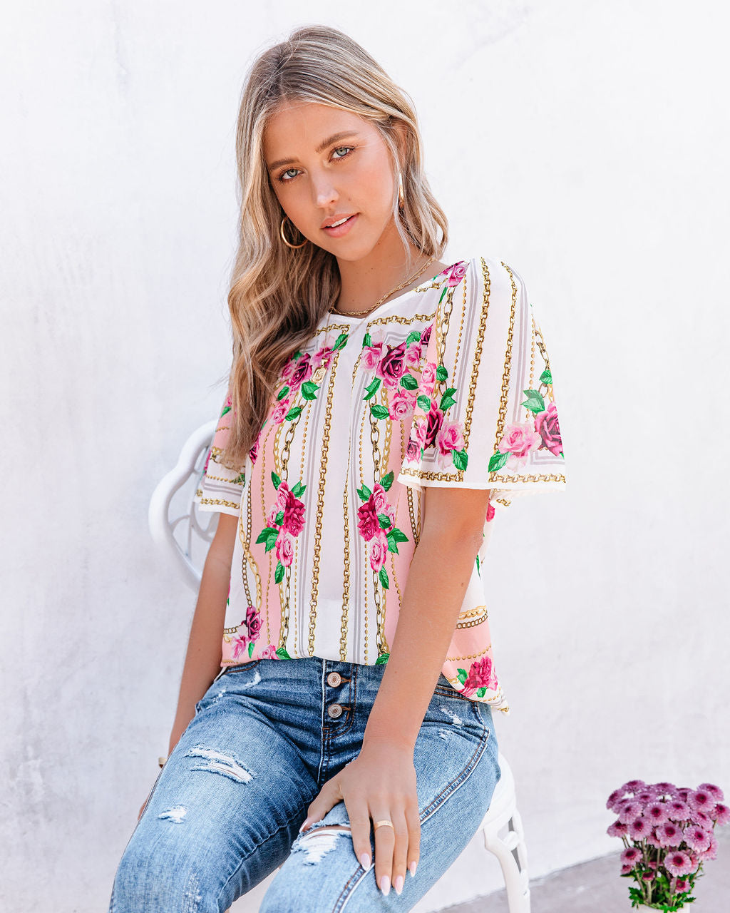 Feel Brand New Floral Short Sleeve Blouse