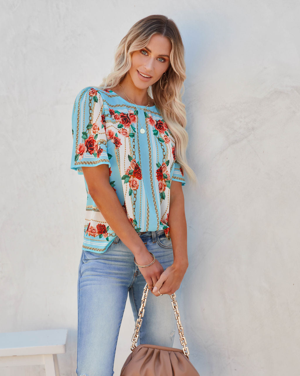 For The Girls Floral Short Sleeve Blouse