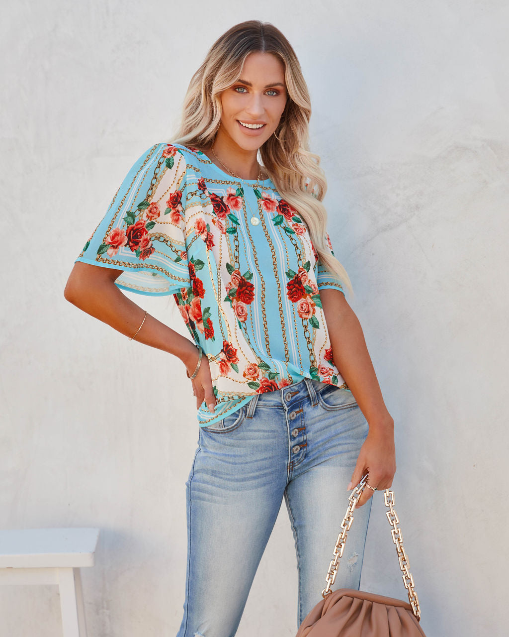 For The Girls Floral Short Sleeve Blouse