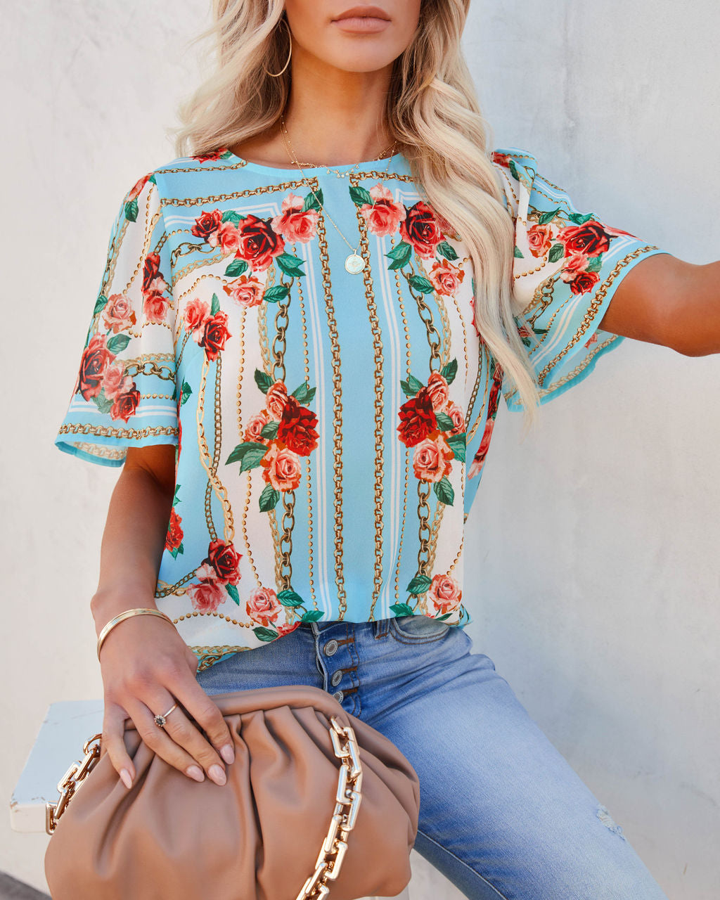 For The Girls Floral Short Sleeve Blouse