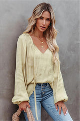 Harrow Satin Split Neck Blouse - Olive