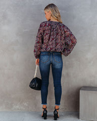 Hawthorn Printed Button Down Crop Blouse