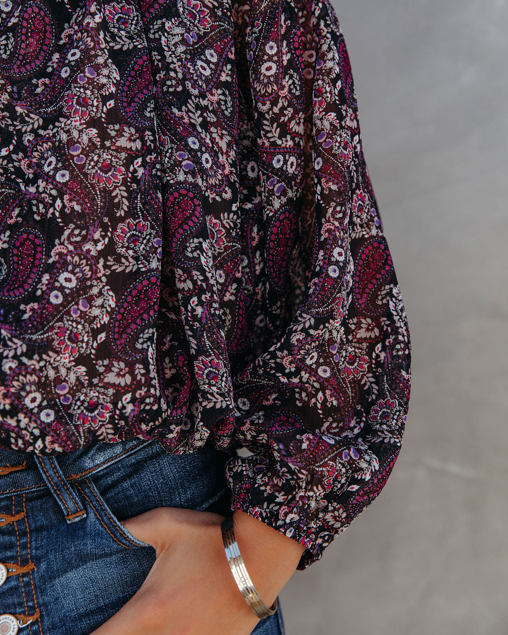 Hawthorn Printed Button Down Crop Blouse