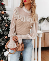 Inquire Ruffle Trim Knit Top