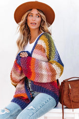 Rainbow Open Front Cardigan