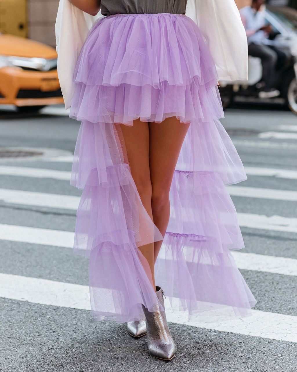 Liza High Low Tiered Tulle Maxi Skirt - Lilac - SALE