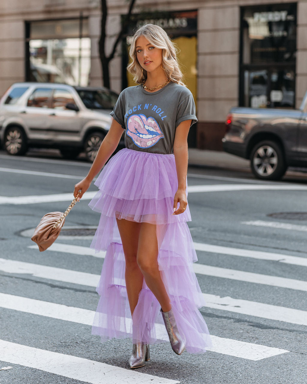 Liza High Low Tiered Tulle Maxi Skirt - Lilac - SALE